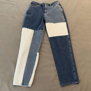 Hollister Jeans Womens 7L 28x29 Colorblock Ultra High Rise Mom Jean Patchwork